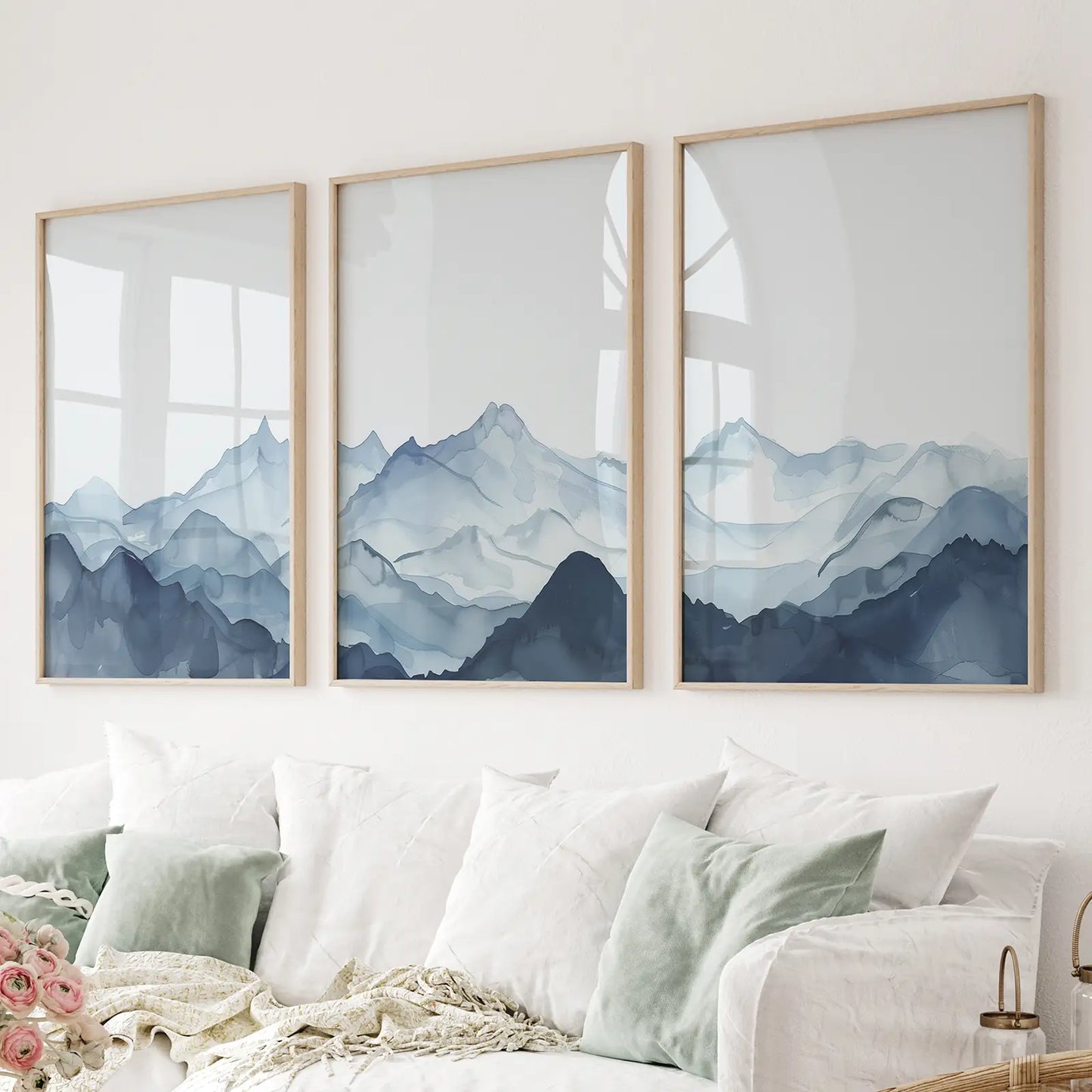 Trendy Modern Landscape Apartment Decor Prints. Thinwood Frames for Living Room.