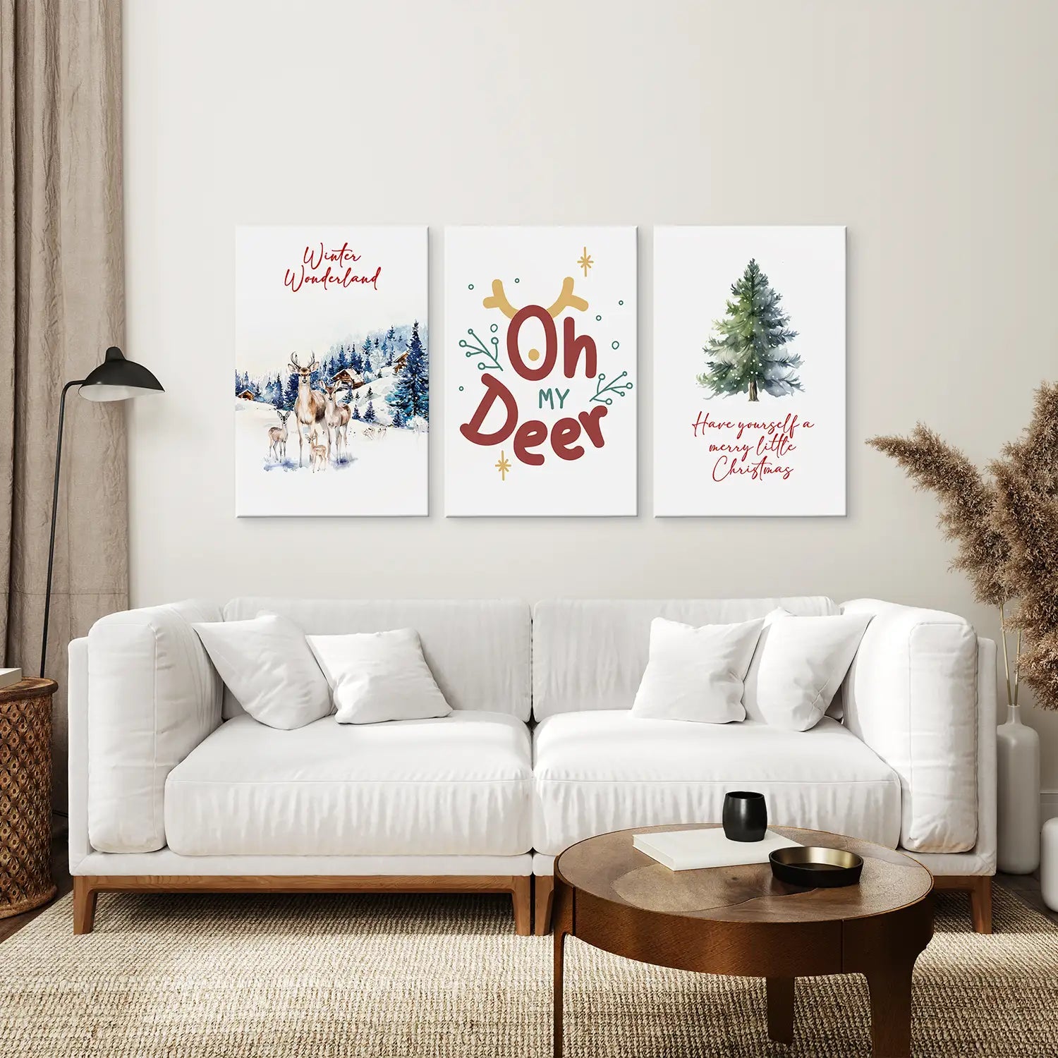 Oh My Deer Saying Canvas Home Decor Set. Stretched Canvas Over the Coach.