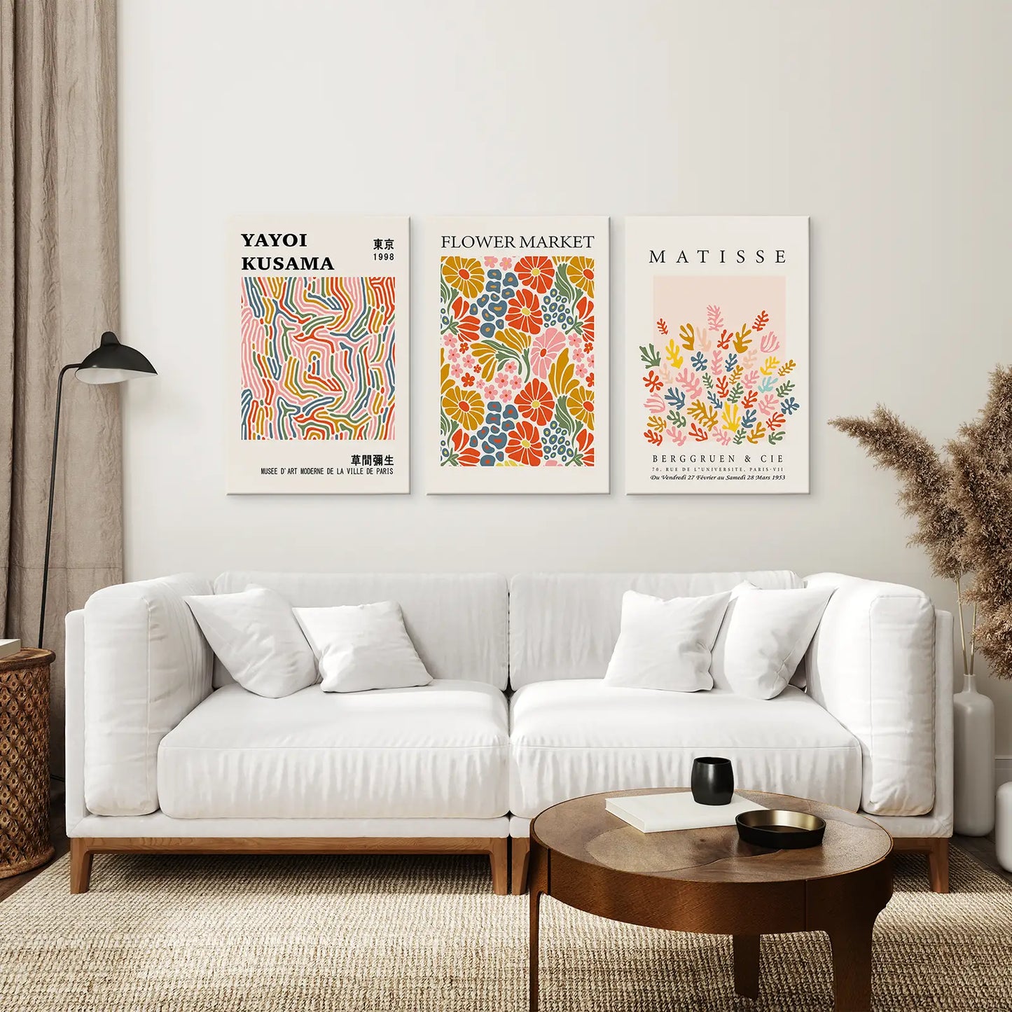 Gallery Wall Bundle Canvas Art Decor Set. Wrapped Canvas Above the Sofa.