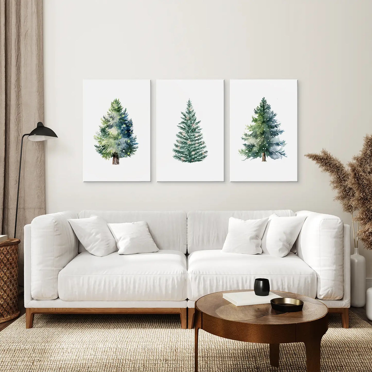 Seasonal Winter Holiday Art Decor Canvas Set. Wrapped Canvas Over the Coach.