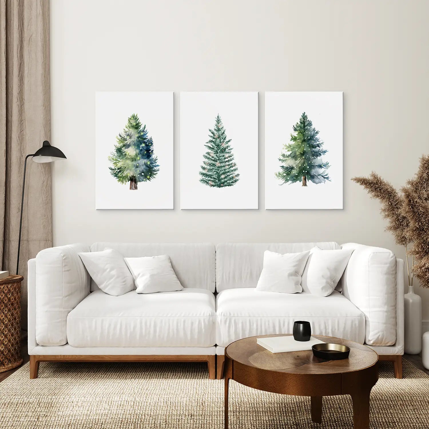 Seasonal Winter Holiday Art Decor Canvas Set. Wrapped Canvas Over the Coach.