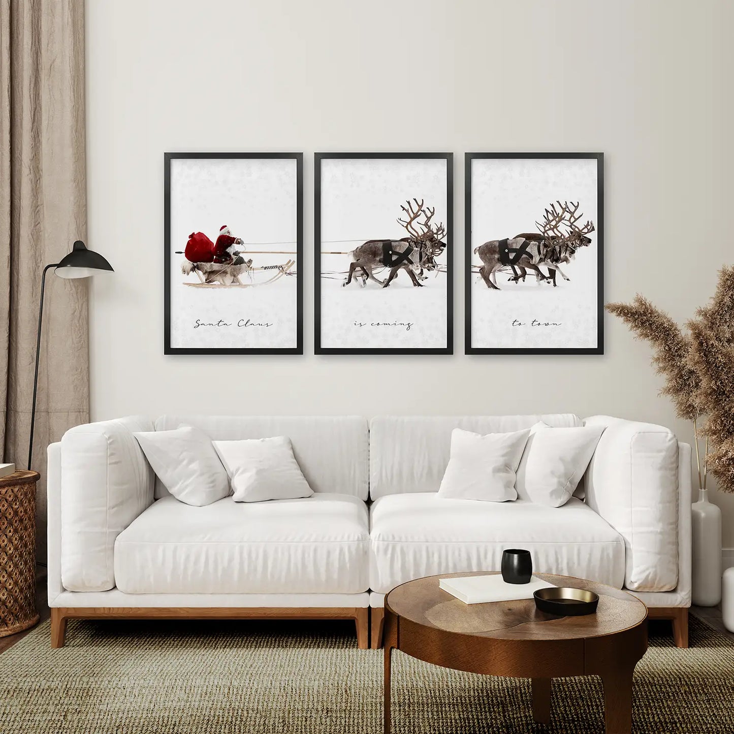 Christmas decorations Set of 3 Poster. Black Frames for Living Room.