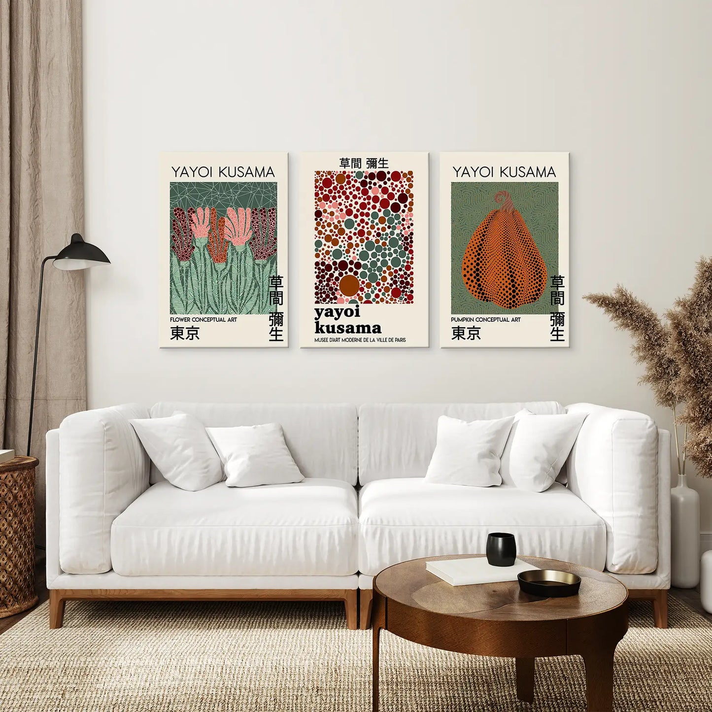 Best Selling Japandi Art Decor Canvas Set. Stretched Canvas Above the Sofa.