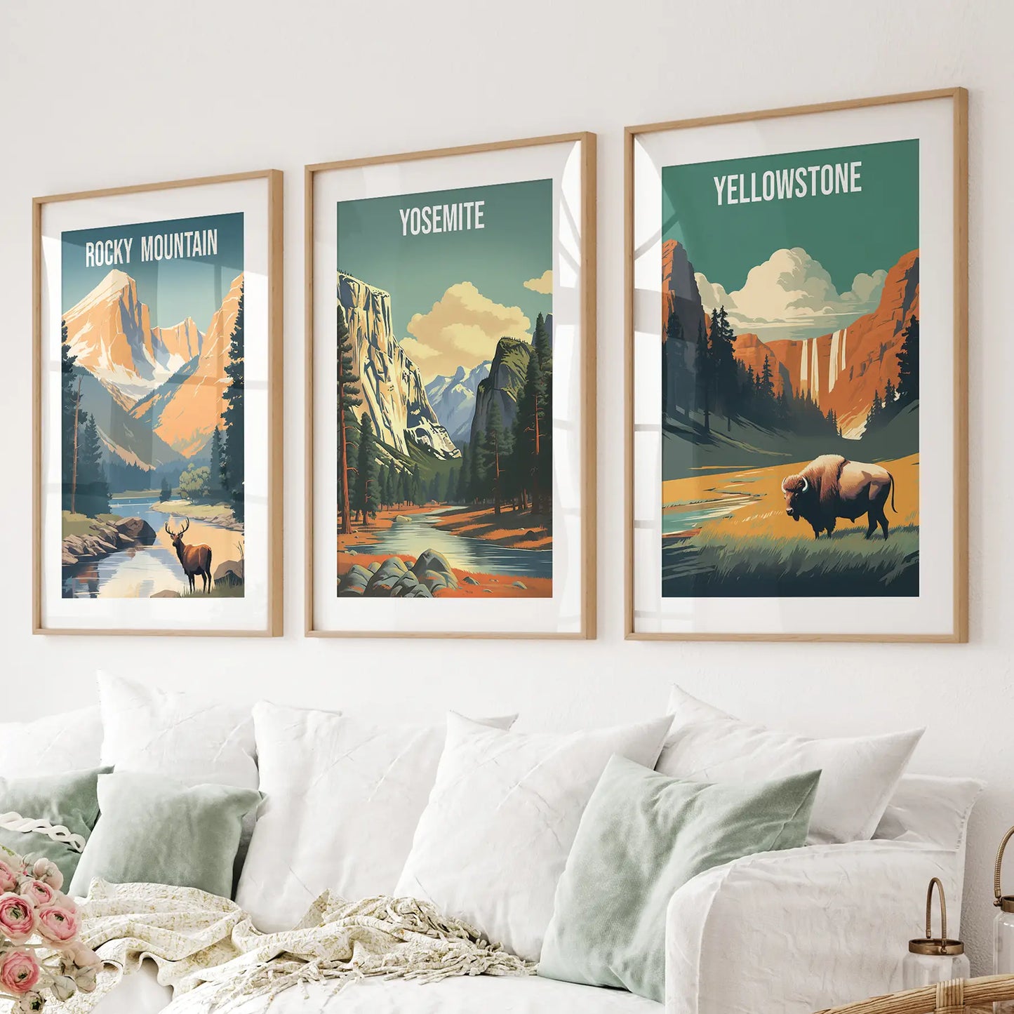 Rocky mountain colorado gift prints. Modern wall decor. Thinwood frames with mat for living room.