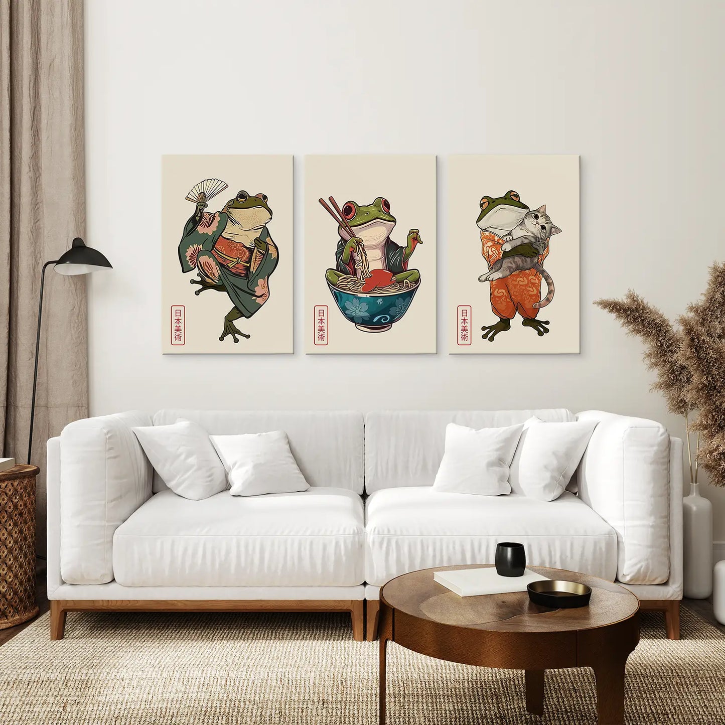 Matsumoto Hoji Wall Art Decor Trendy Poster Set. Stretched Canvas Above the Sofa.