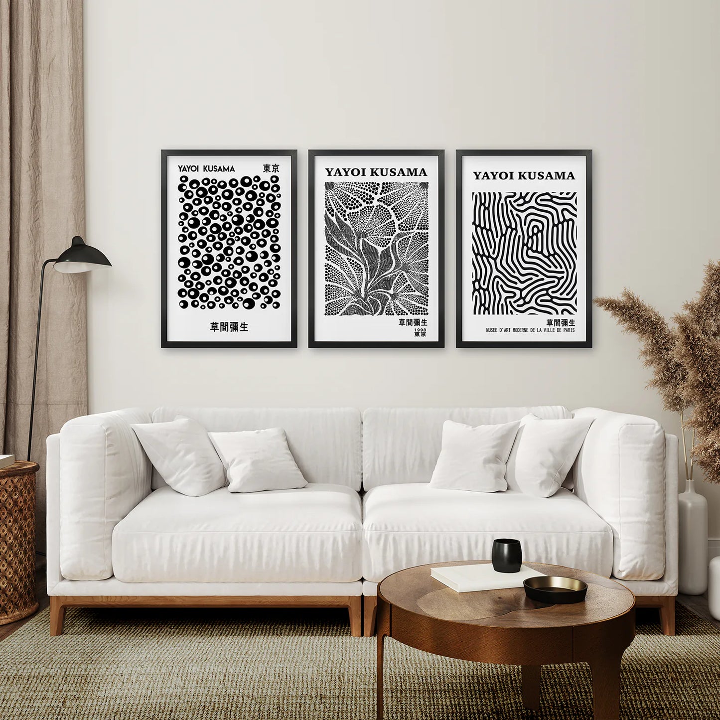 Gallery Wall Set Kusama Home Decor. Black Frames for Living Room.