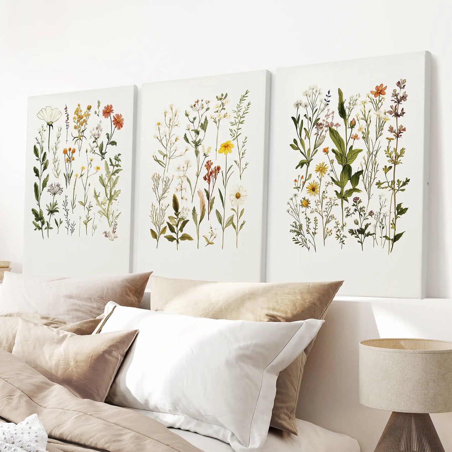 Girl Nursery Decor Flowers Modern Room Wall Art Print. Wrapped Canvas Over the Bed.