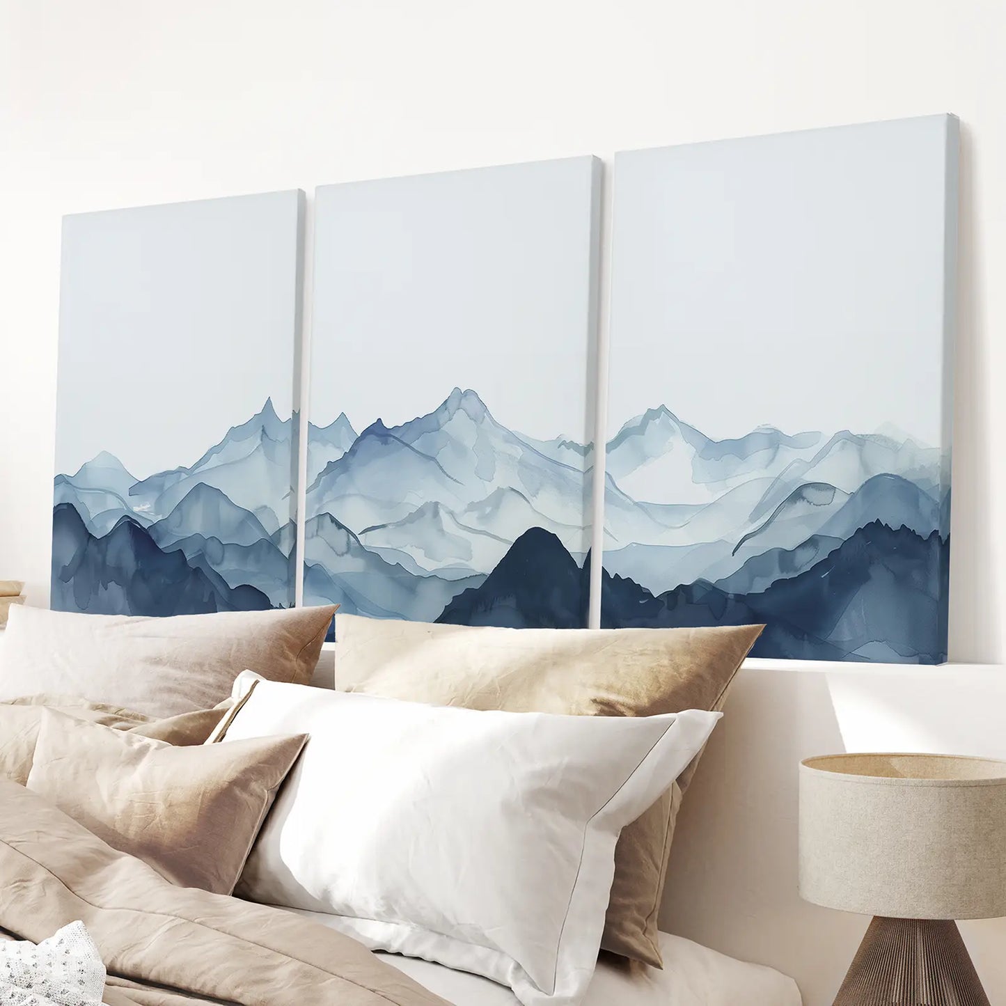 Landscape Nature Watercolor Printable Room Decor Prints. Stretched Canvas Above the Bed.