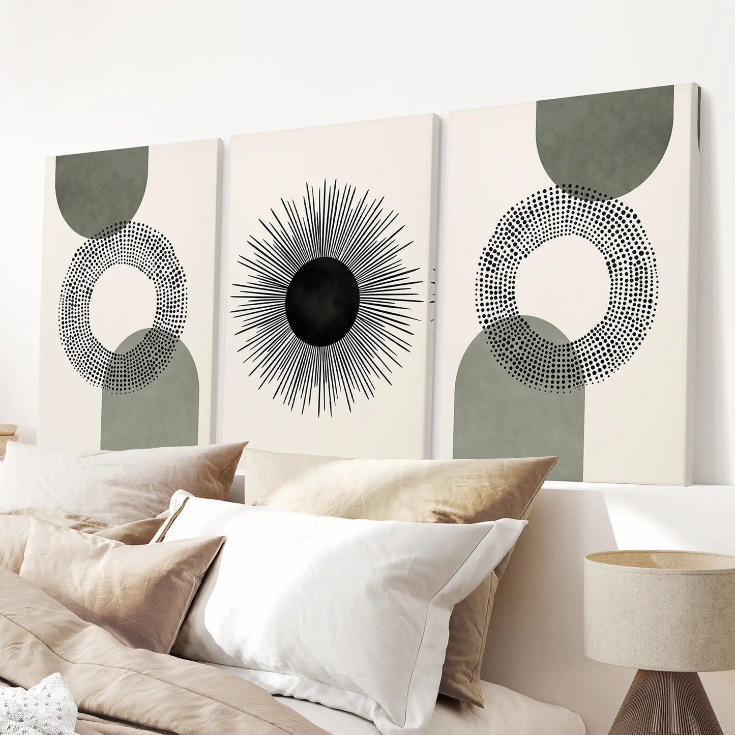 Boho Wall Prints Abstract Large Set Room Decor. Wrapped Canvas for Bedroom.