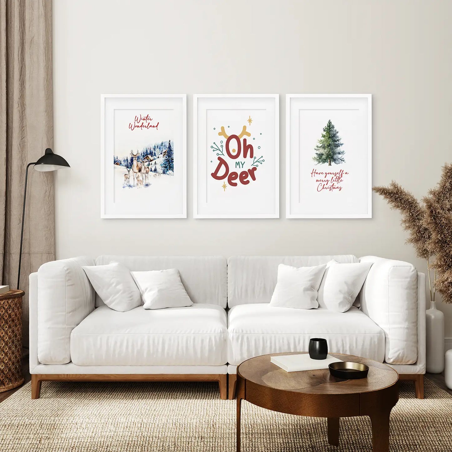 Winter Wonderland Nursery Room Decor Art Poster. White Frames with Mat for Living Room.