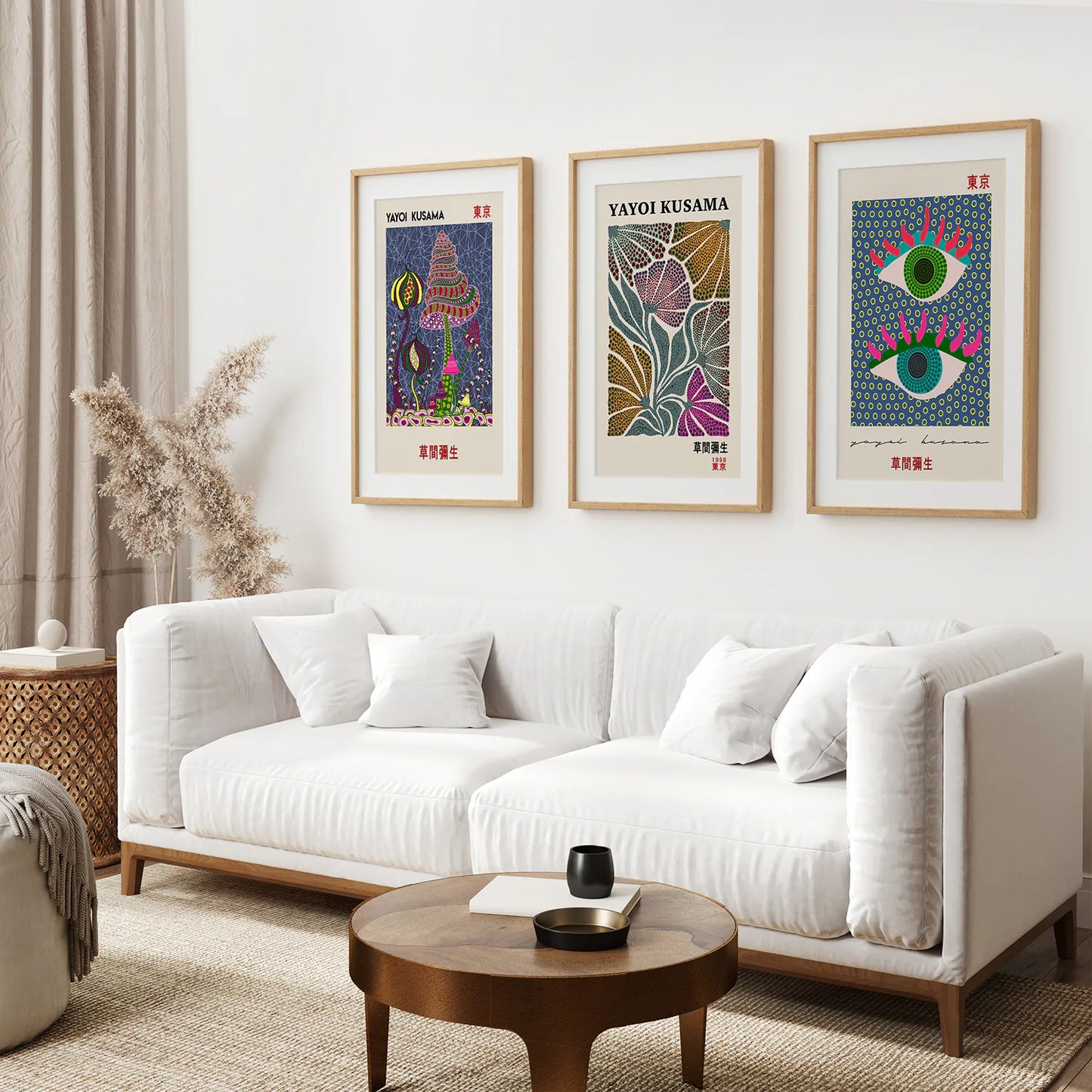 Museum Exhibition Abstract Home Decor Poster. Thin Wood Frames with Mat for Living Room.