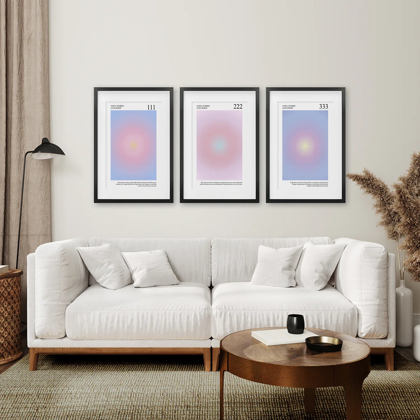 Manifest Affirmation Aura Poster. Black Frames with Mat for Living Room.