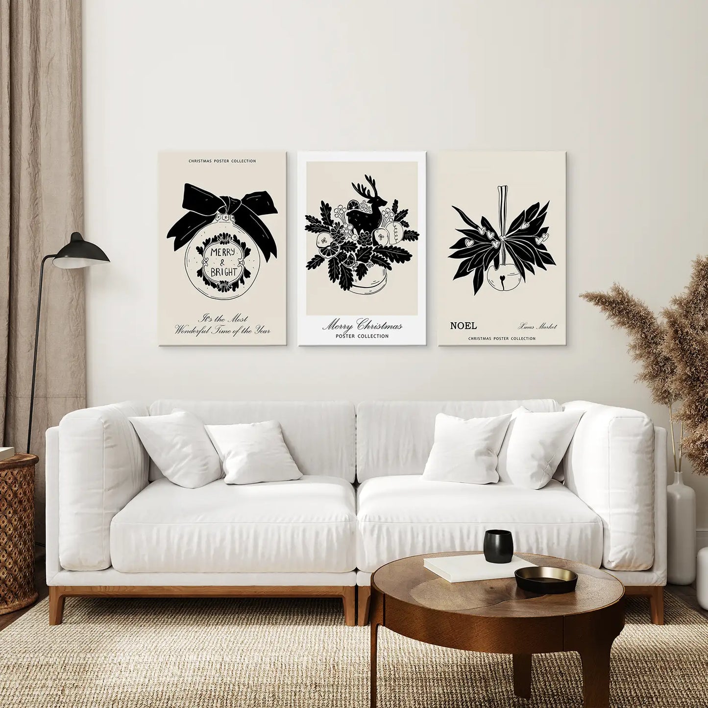 Christmas Printable Art Decor Canvas Set. Stretched Canvas for Living Room.