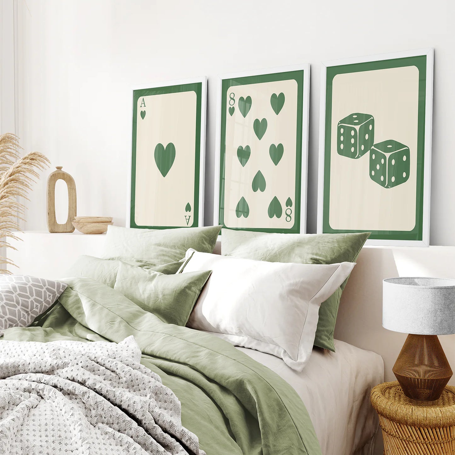 Wall Art Decor. Funky Art Set. White Frames for Bedroom.