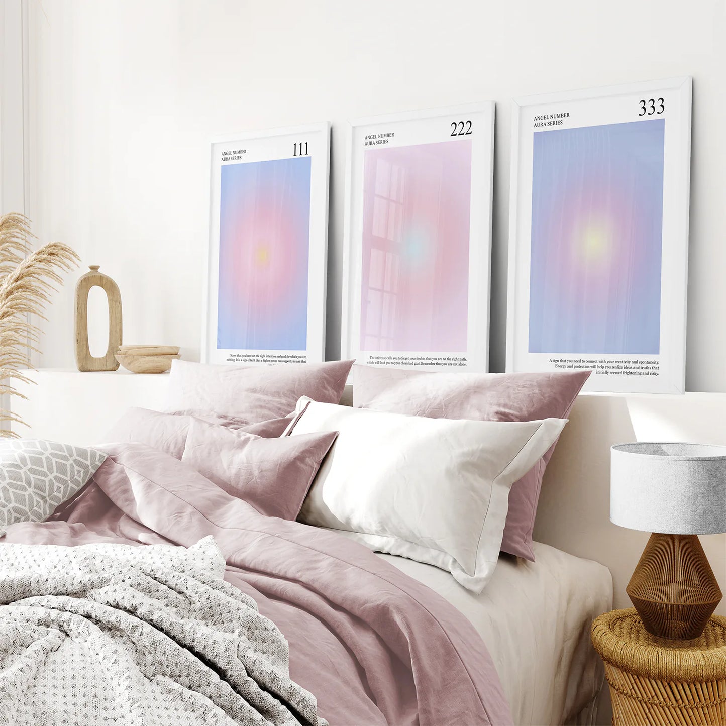 Mental Health Art Poster. College Dorm Art. White Frames Above the Sofa.