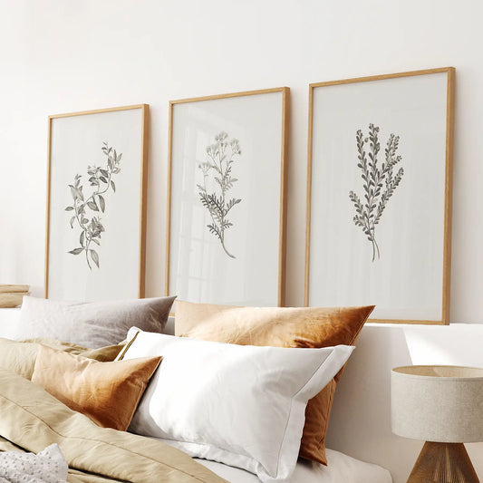 Cottagecore Prints Farmhouse Wall Decor Floral Art Decor. Thinwood Frames for Bedroom.