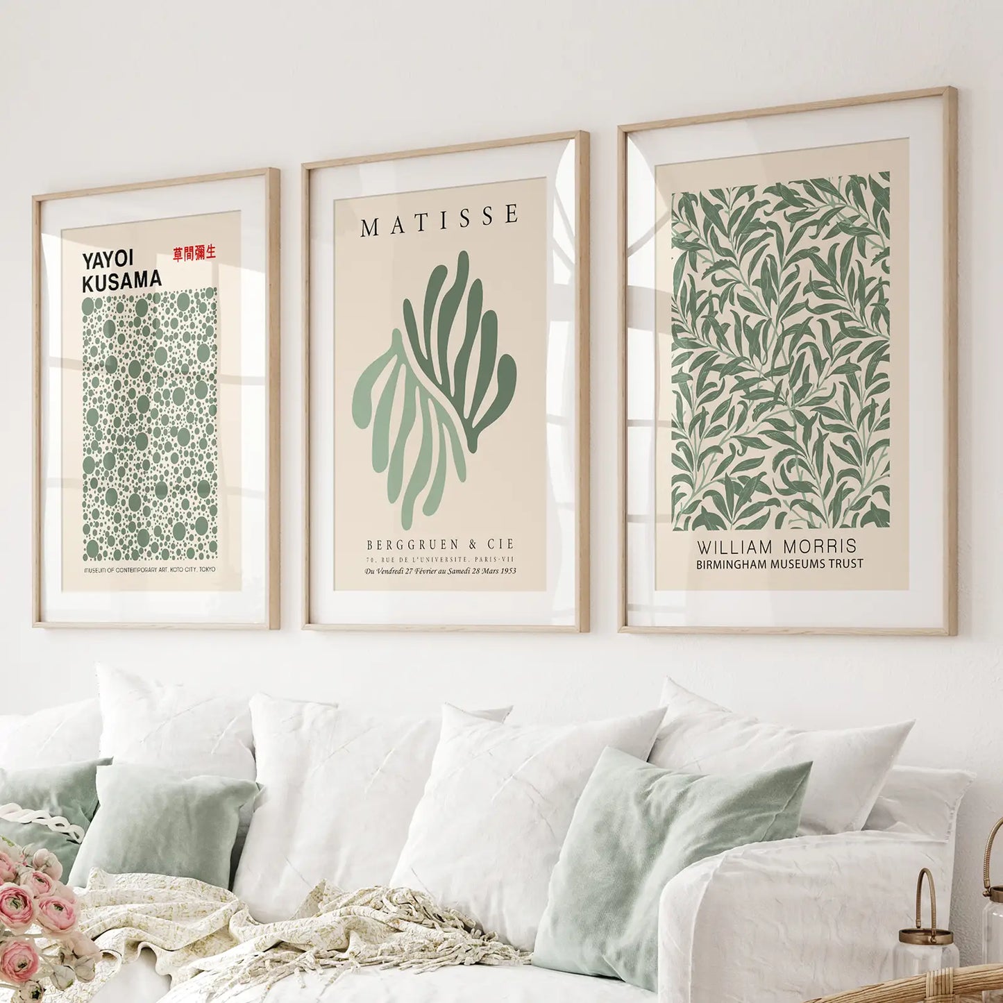 Best Selling Set Prints Bundle Home Decor. Thinwood Frames with Mat Above the Sofa.