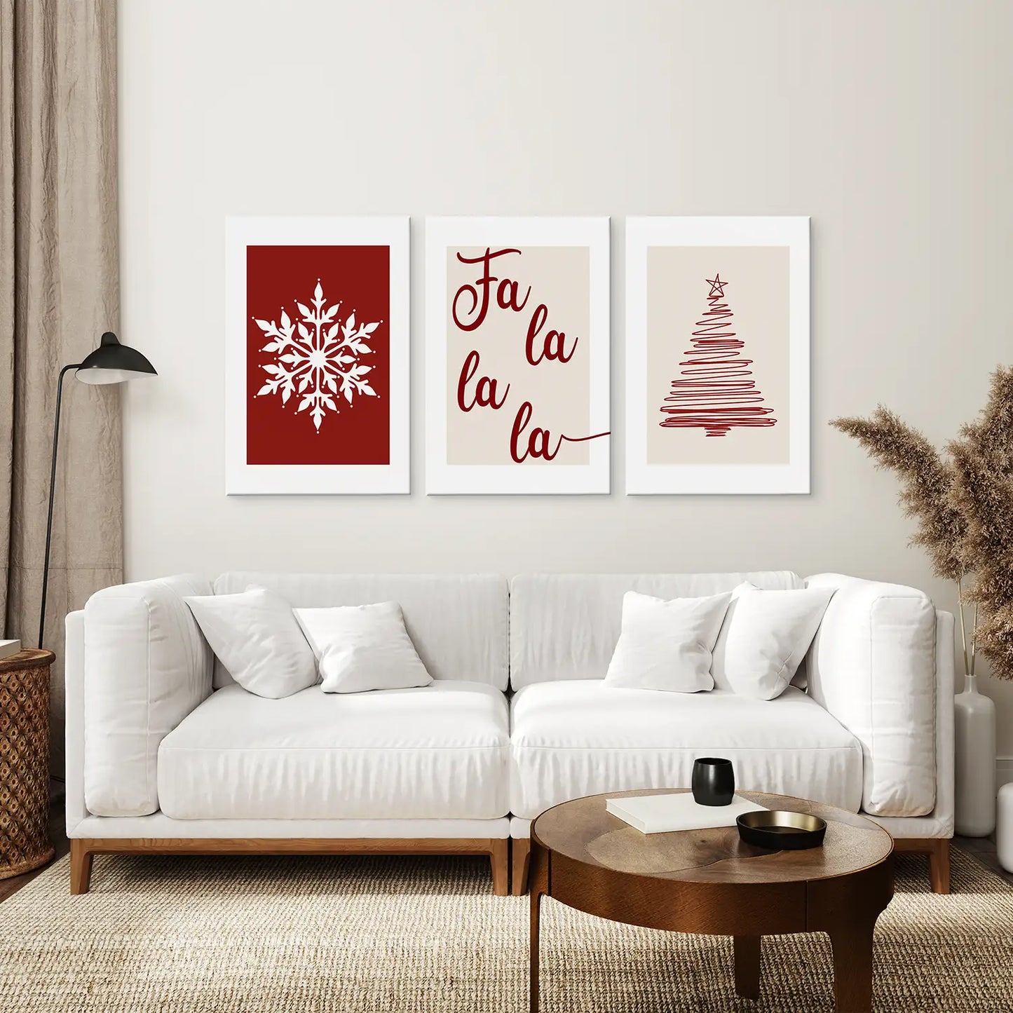 Holiday Xmas Canvas Wall Art. Stretched Canvas Over the Coach.