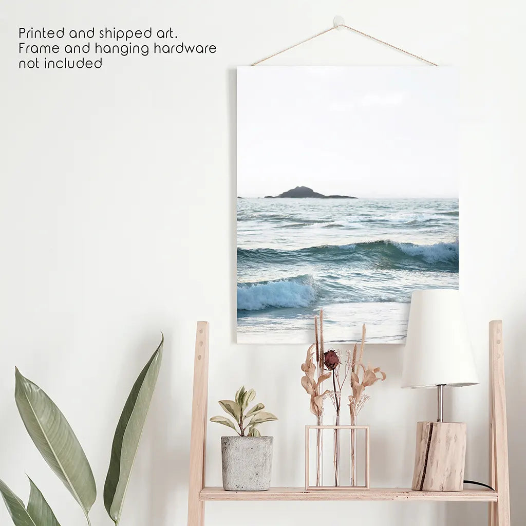 Blue Ocean Waves Poster. Nautical California Theme. Unframed Print