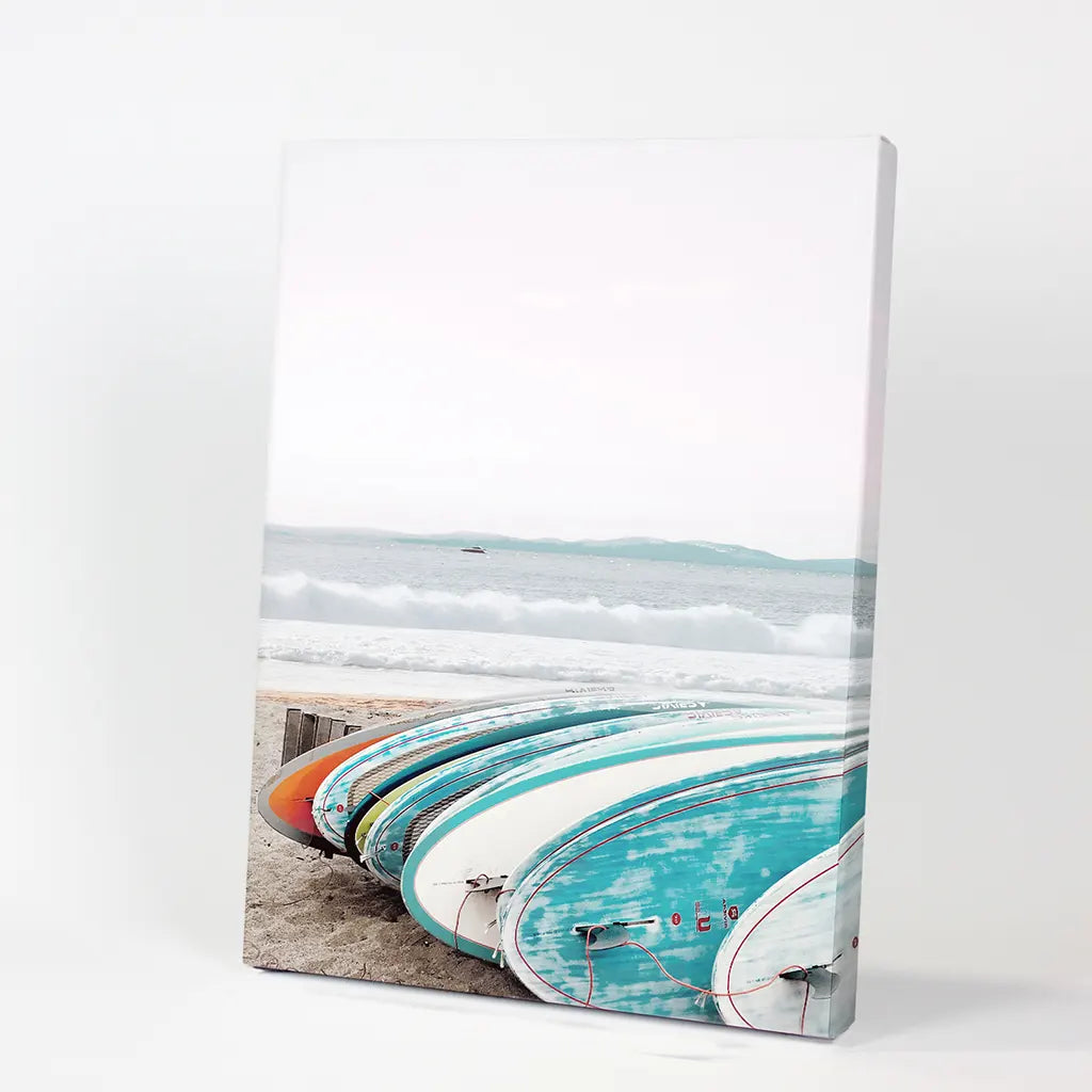 Blue White Surfboards Photo. California Summer Theme. Canvas Print