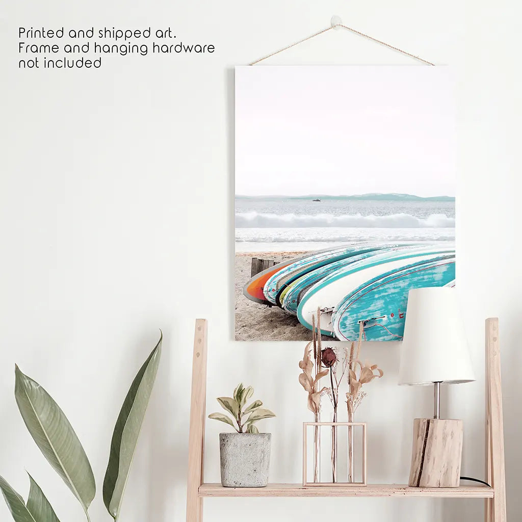 Blue White Surfboards Photo. California Summer Theme. Unframed Print