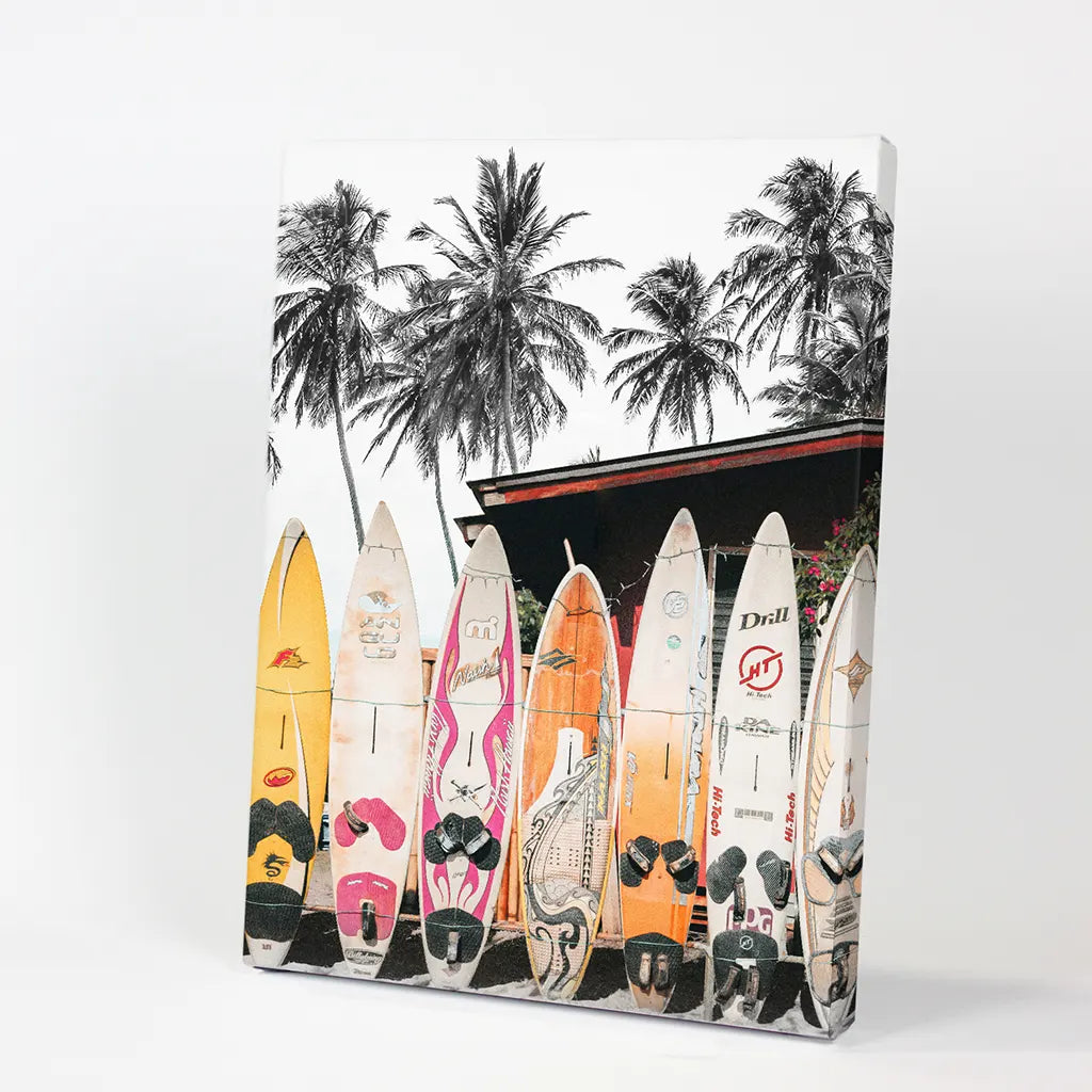 Tropical Beach Life Theme. Color Surfboards Print. Canvas Print
