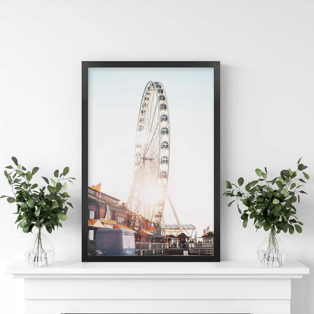 Ferris Wheel Wall Decor. Summer Beach Style. Black Frame