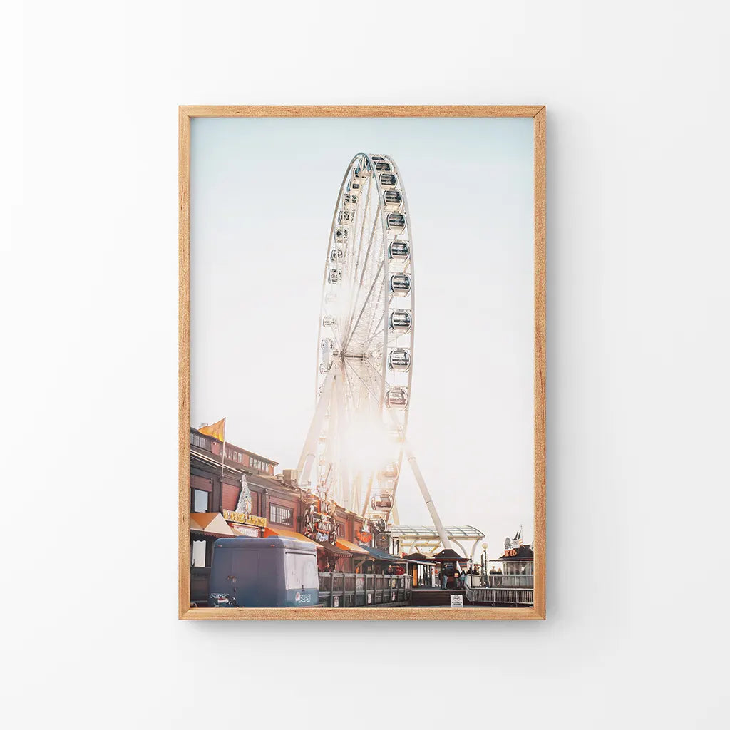 Ferris Wheel Wall Decor. Summer Beach Style. Thin Wood Frame