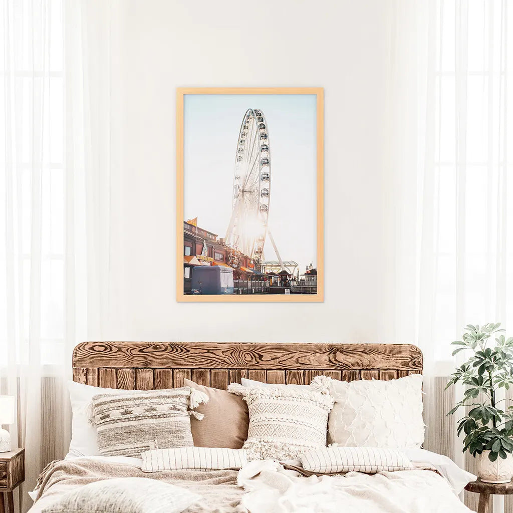 Ferris Wheel Wall Decor. Summer Beach Style. Wood Frame