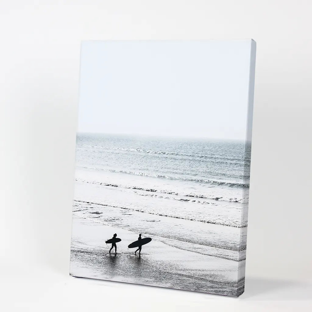 Summer Malibu Themed Wall Decor. Surfers on the Beach. Canvas Print