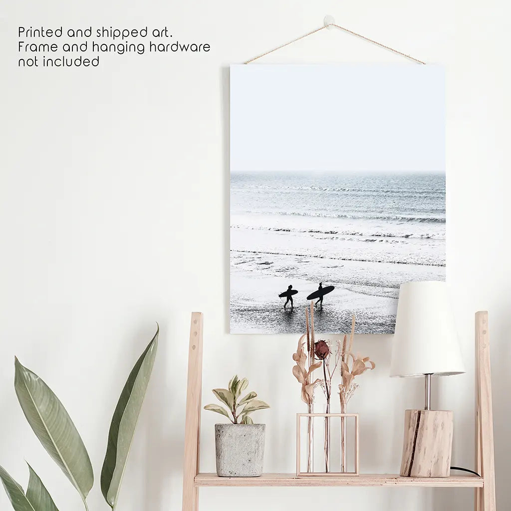 Summer Malibu Themed Wall Decor. Surfers on the Beach. Unframed Print