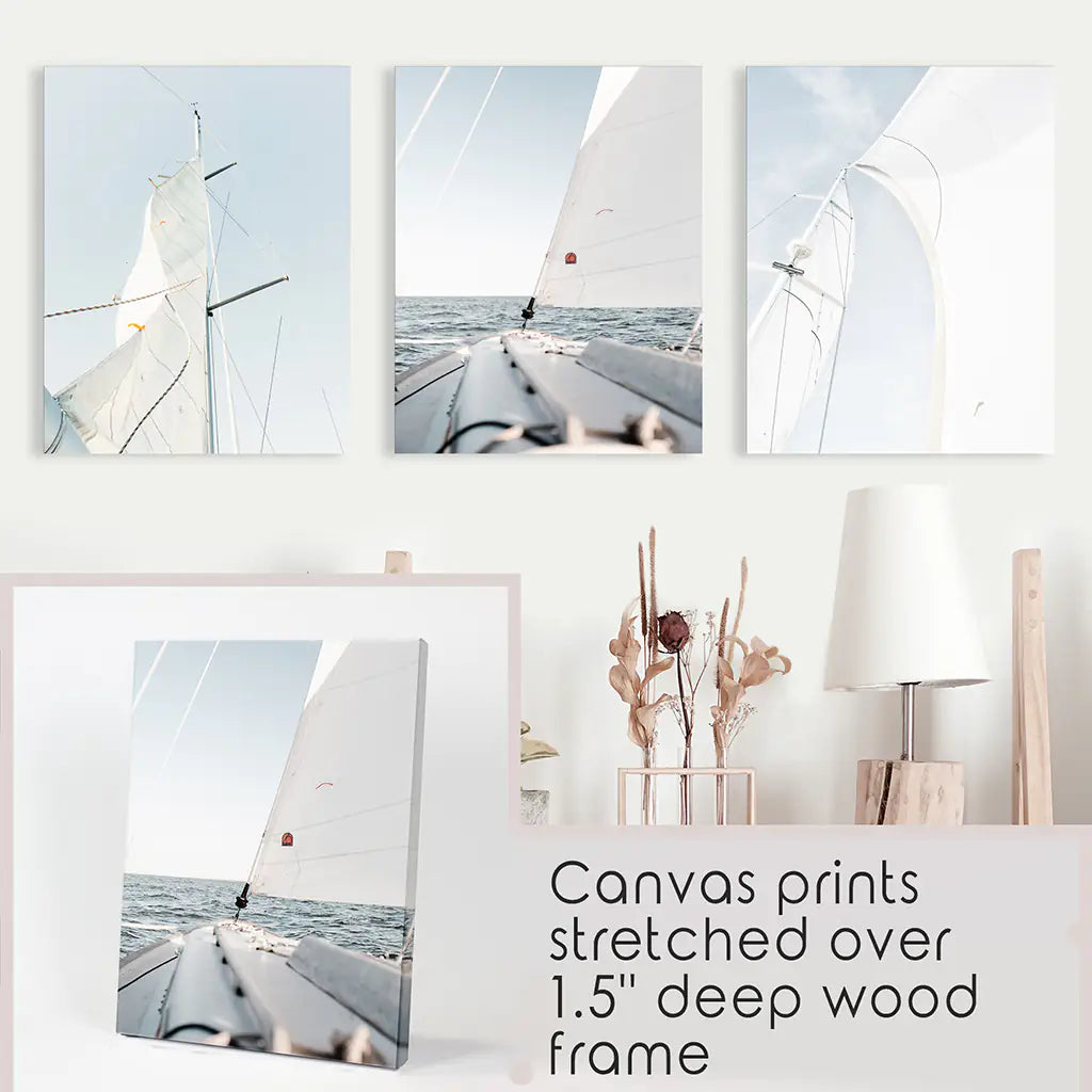 Nautical 3 Pieces Print. Sailing, Yacht. Canvas Prints
