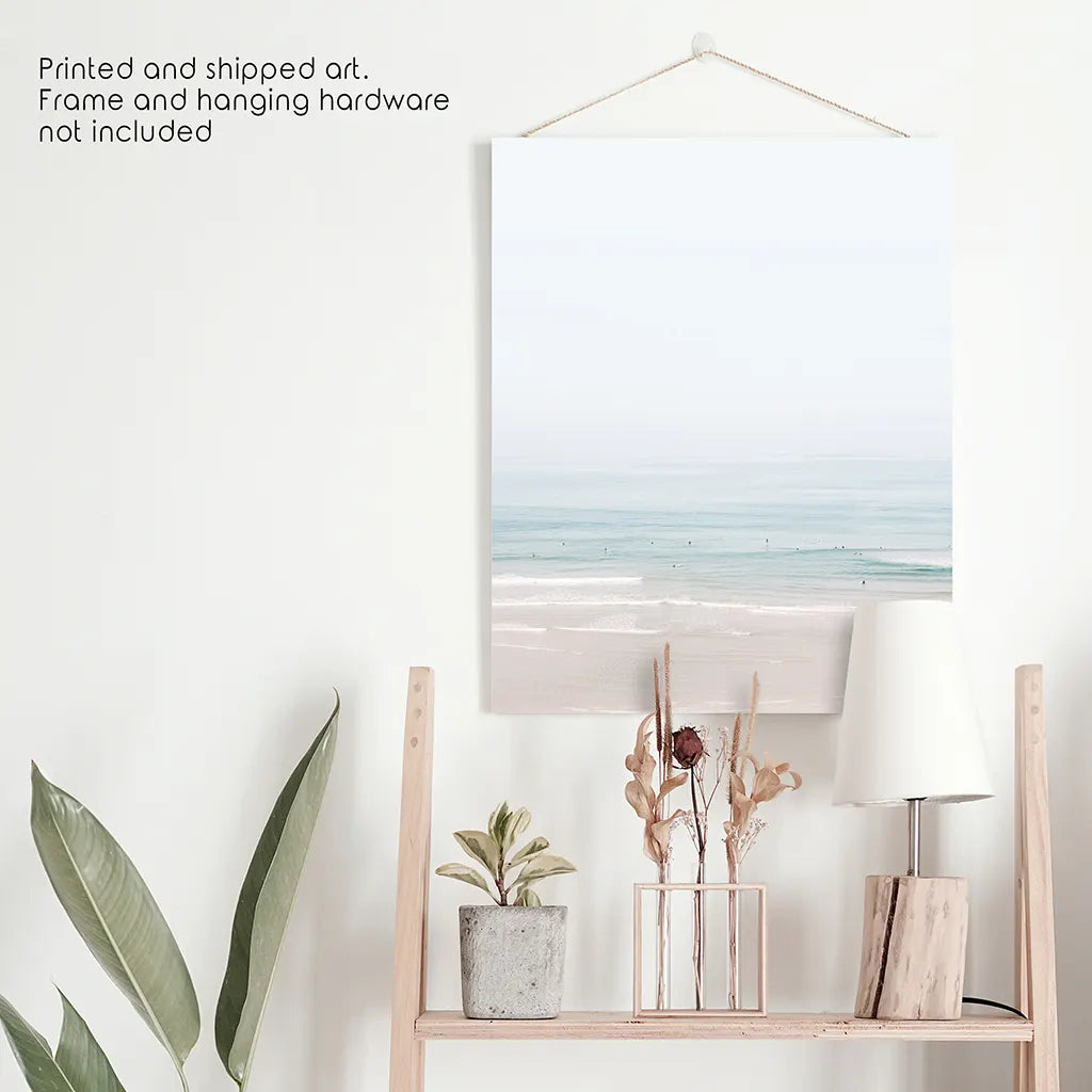 Pastel Blue Beach. Modern Sea Print. Unframed Print