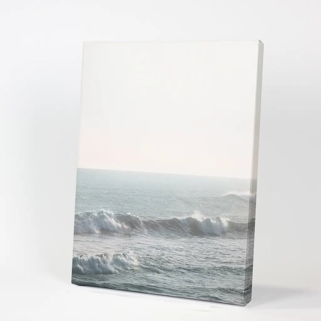 Pastel Blue Ocean Waves Print. Nautical Theme. Canvas Print