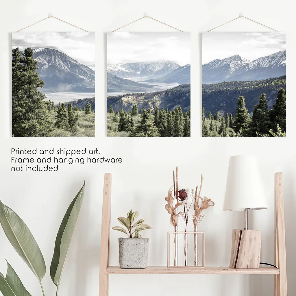 Kluane National Park in Canada. 3 Piece Wall Art. Unframed Photography
