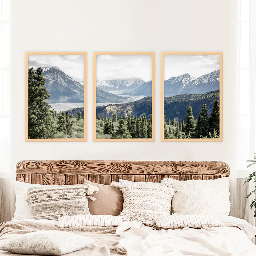 Kluane National Park in Canada. 3 Piece Wall Art. Wood Frames