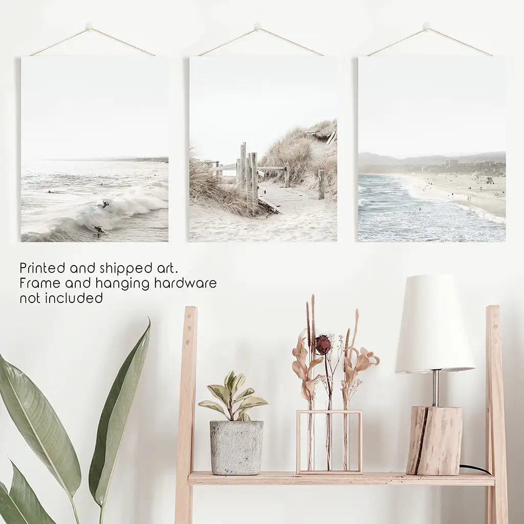 3 Piece Wall Décor. Waves, Surfers, Beach Path - Art Prints