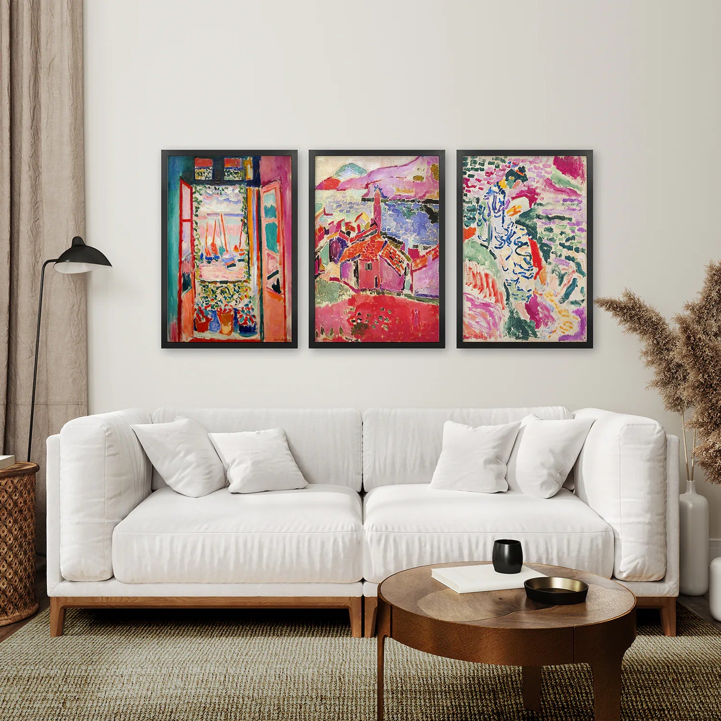 Set of 3 Henri Matisse Posters. Watercolor Landscape. Black Frame. Living Room