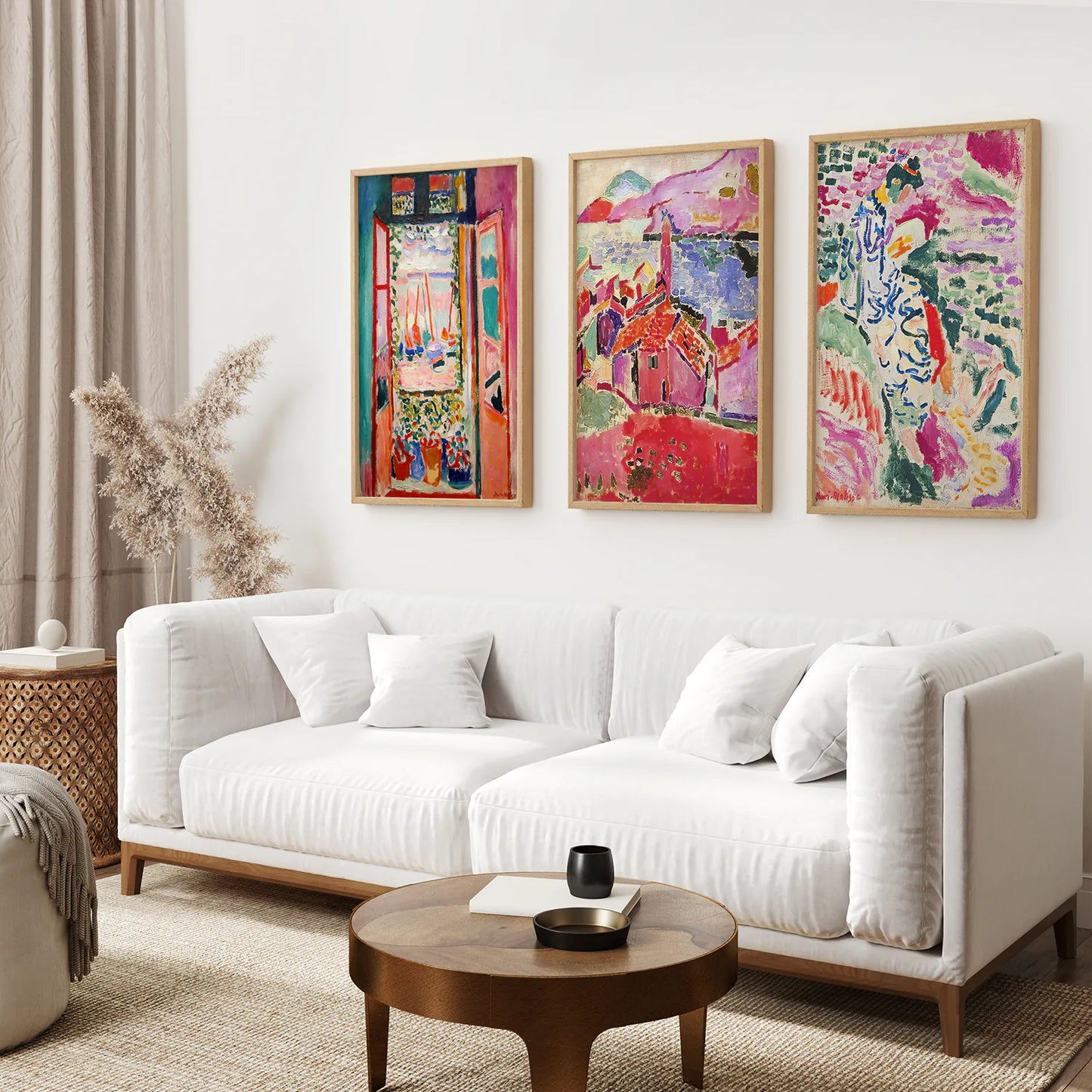 Set of 3 Henri Matisse Posters. Watercolor Landscape. Thinwood Frame. Living Room