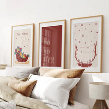Load image into Gallery viewer, Red Beige Poster Set Home Decor. Thin Wood Frames with Mat for Bedroom.
