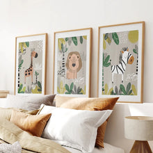 Load image into Gallery viewer, Neutral Nursery Baby Prints. Thin Wood Frames with Mat for Bedroom.
