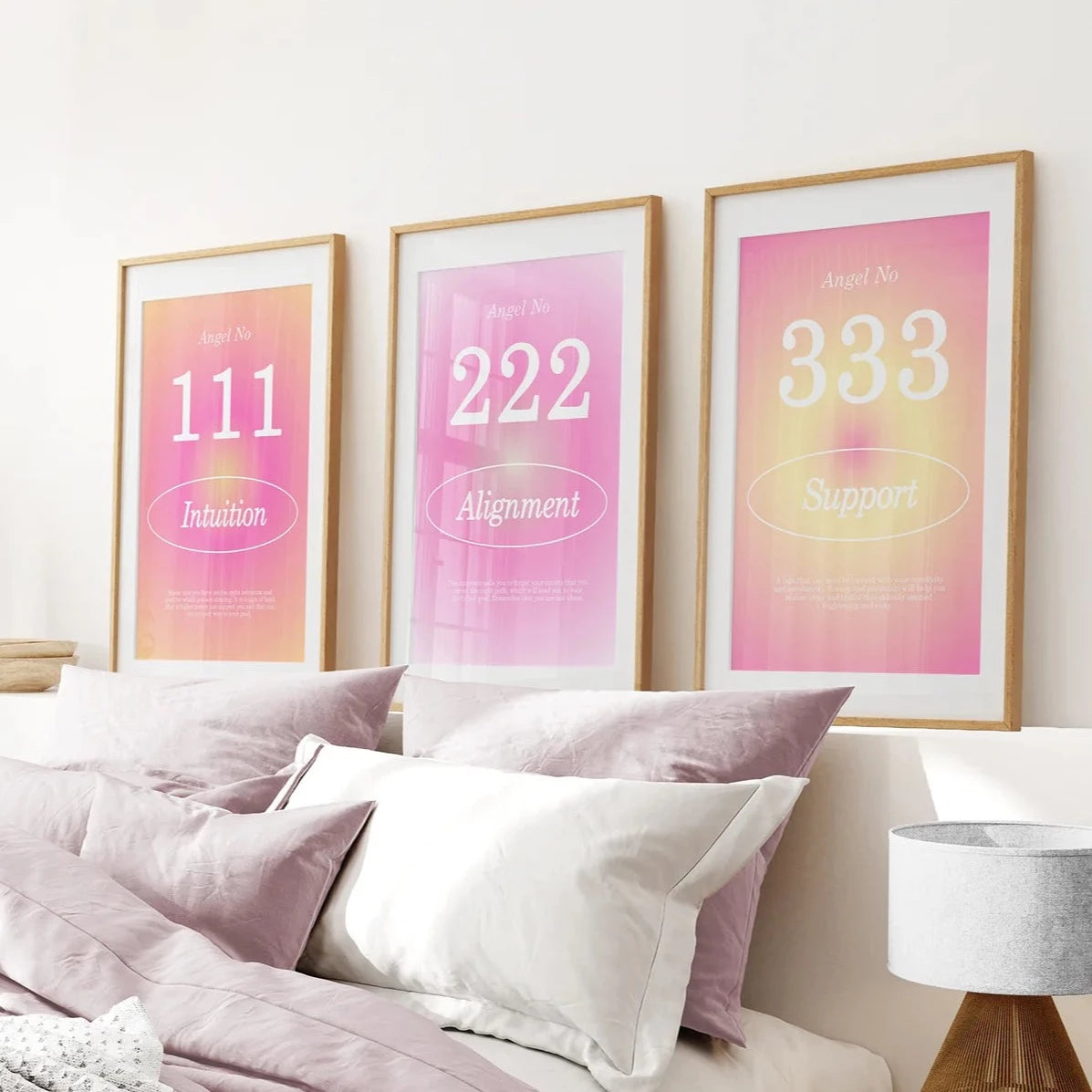 Danish Pastel Aesthetic Art Prints. Thin Wood Frames with Mat for Bedroom.