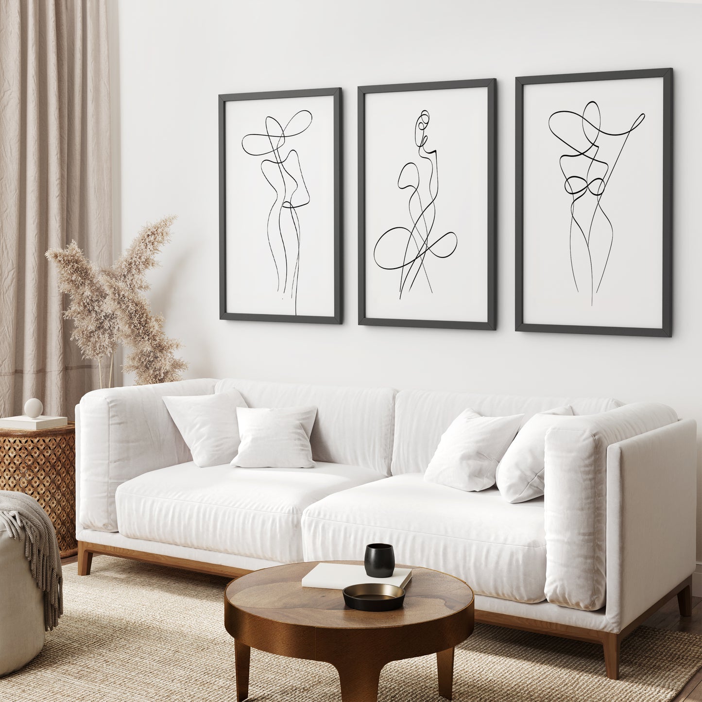 Set of 3 Minimalist Woman One Line Drawing Wall Art Prints