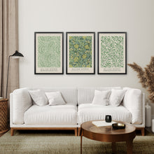 Load image into Gallery viewer, 3 Piece William Morris Wall Art Set. Greenery Exhibition Style

