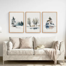 Load image into Gallery viewer, Pine Forest Wall Art Large Prints Home Decor. Thin Wood Frames Above the Sofa.
