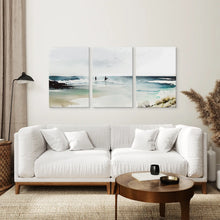 Load image into Gallery viewer, Minimalist Coastal Wall Art Poster Decor. Stretched Canvas Above the Sofa.
