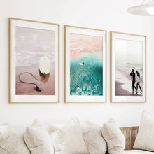 Load image into Gallery viewer, California Surfing Vibe. Beige Turquoise Coastal Prints Set
