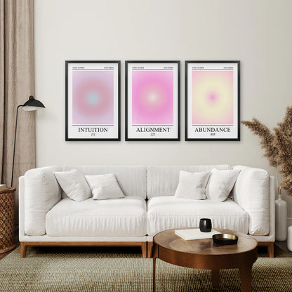 Pastel Danish Art Decor. Spiritual Art. Black Frames for Living Room.