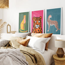 Load image into Gallery viewer, Cheetah Wall Art Print Trendy Room Decor. White Frames for Bedroom.

