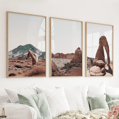 Arches National Park Wall Art Set. Horse in the Desert